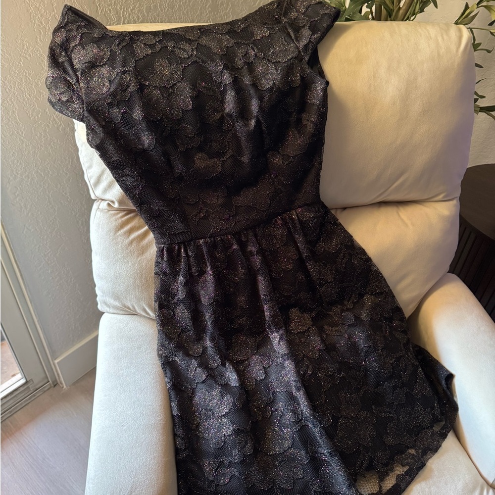 B. Darlin Black Lace Shimmer Fit & Flare Party Dress | Size 5/6 - Picture 5 of 11